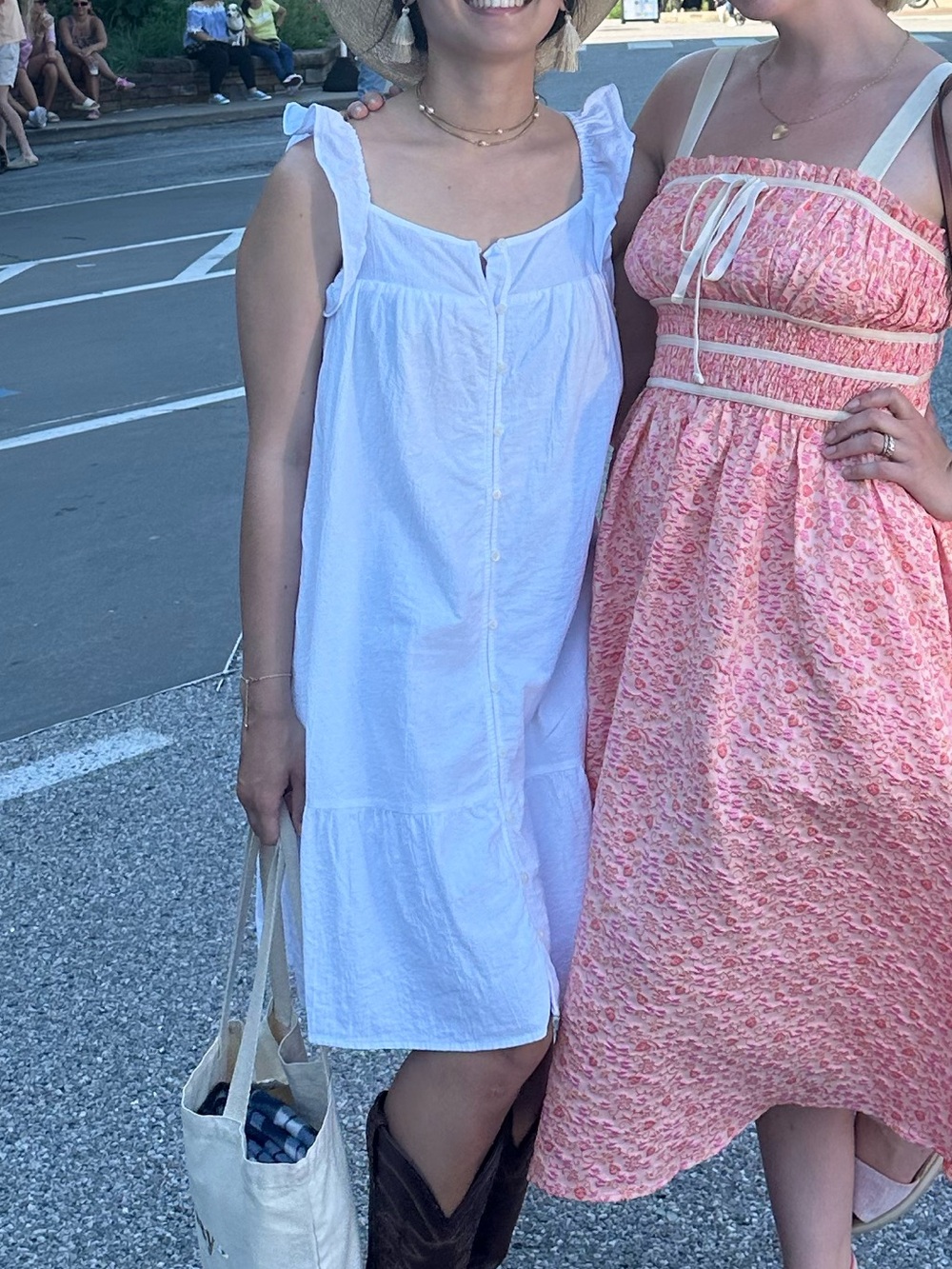 White Sleeveless Sundress with buttons & pockets!